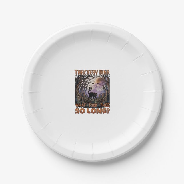 Thackery Binx Black Cat Halloween Graveyard Bats_1 Paper Plate (Front)