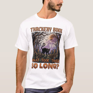 Thackery Binx Black Cat Halloween Graveyard Bats_1 T-Shirt
