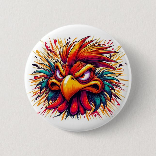 Thad the Mad Rooster Button (Front)
