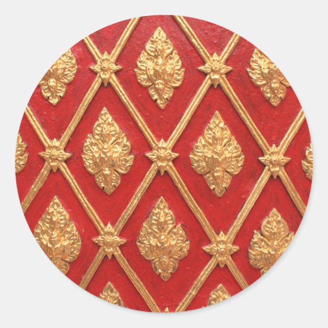 Thai art pattern classic round sticker (Front)
