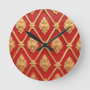 Thai art pattern round clock