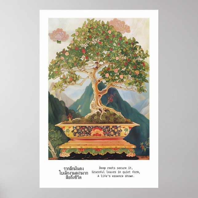 Thai Bonsai Tree Art Print Traditional Nature (Front)