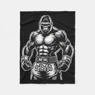 Thai Boxing And Kickboxing - Muay Thai Gorilla Fleece Blanket