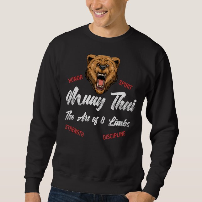 Thai Boxing Kickboxing   Muay Thai Bear Sweatshirt (Front)