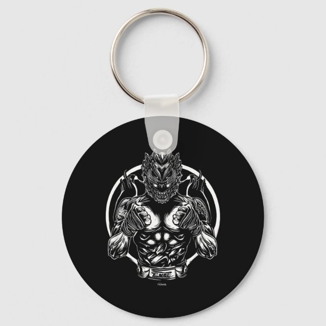 THAI BOXING MMA FIGHTING DRAGON CIRCLE KEY RING (Front)