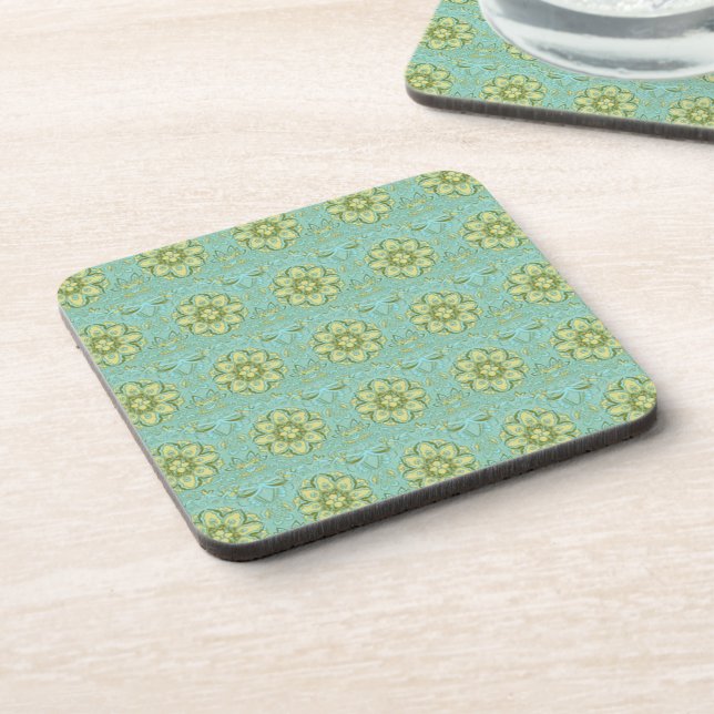 Thai Brocades Blue Green Coaster (Left Side)