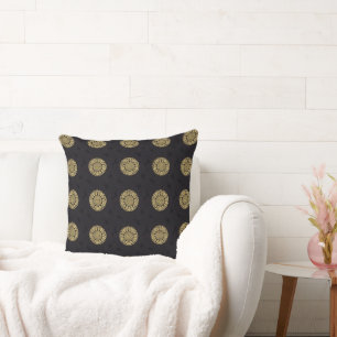 Thai Brocades Gold Brown Throw Pillow