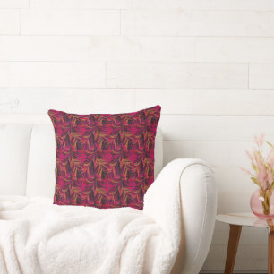 Thai Brocades Violet Sunset Grasses Throw Pillow