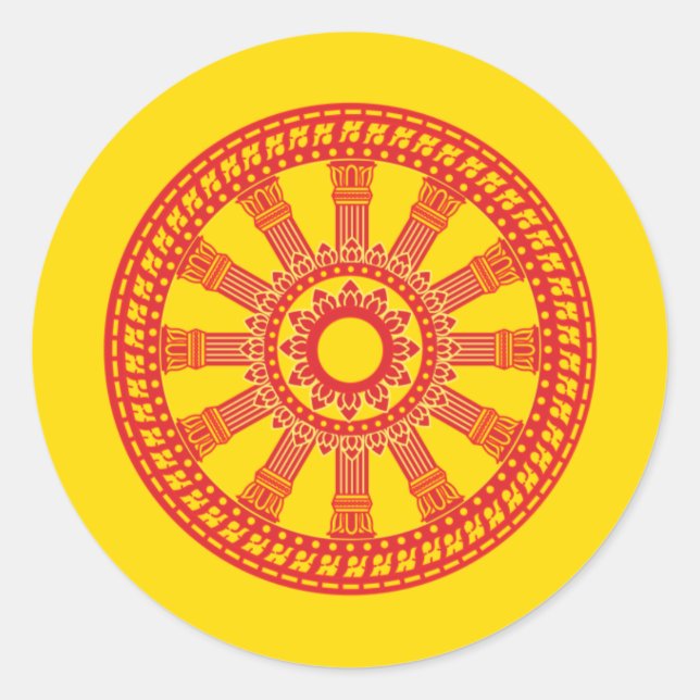 Thai buddhist flag (The Dharmacakra flag) Classic Round Sticker (Front)