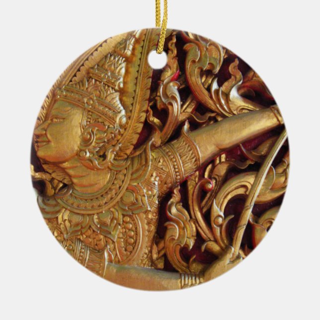Thai Buddhist Temple Detail Ceramic Tree Decoration (Front)