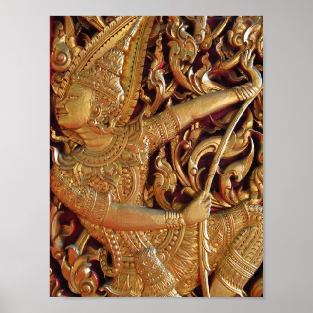 Thai Buddhist Temple Detail Poster (Front)