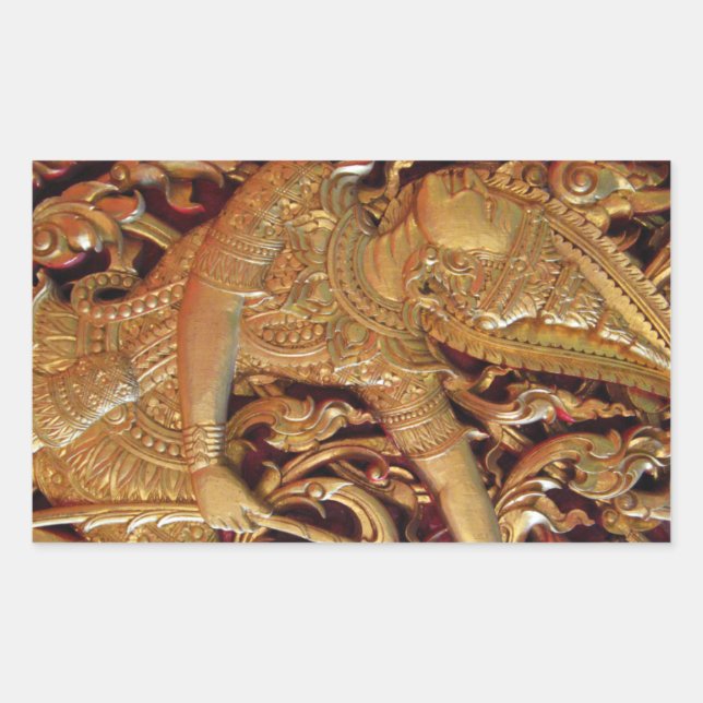 Thai Buddhist Temple Detail Rectangular Sticker (Front)