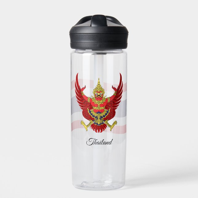 Thai Coat of Arms, Flag, Thailand Water Bottle (Front)