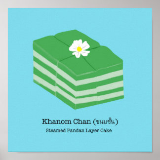 Thai Dessert/Snack Khanom Chan - Bright Blue Poster