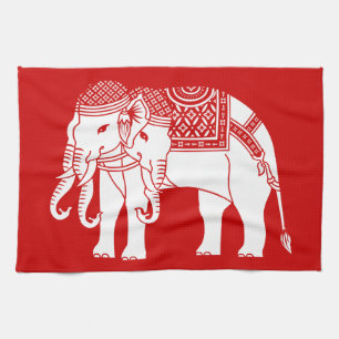 Thai Erawan White Elephant Tea Towel