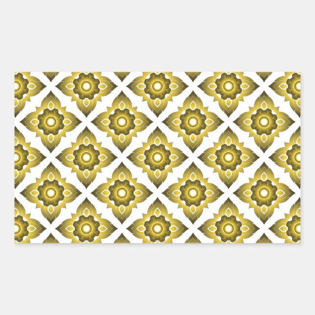 thai ikat seamless pattern background rectangular sticker (Front)