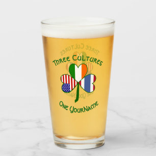 Thai Irish American Flags Shamrock Personalised Glass