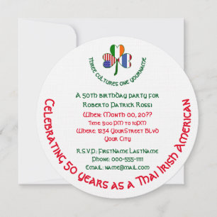 Thai Irish American Shamrock Birthday Invitation