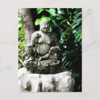 Thai Laughing Buddha in Garden Postcard
