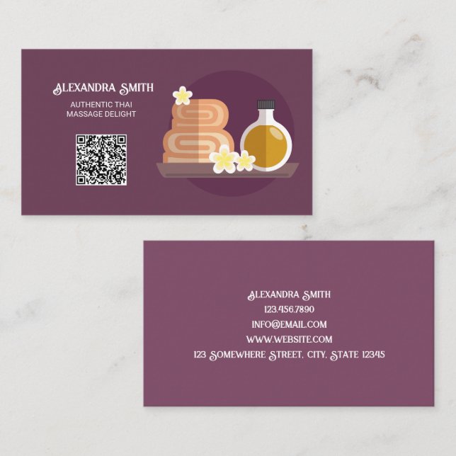 Thai Massage Custom QR Business Card (Front/Back)