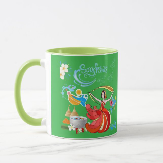 Thai new year radiance kelly green mug (Left)