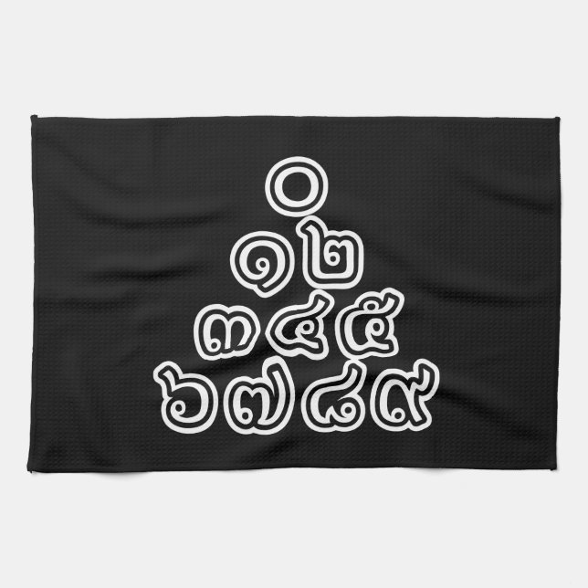 Thai Numbers Pyramid ♦ Thai Language Script ♦ Tea Towel (Horizontal)