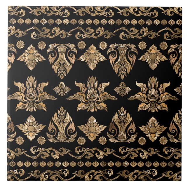 Thai Ornament - Gold and Black Tile (Front)