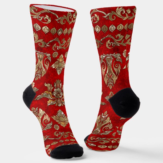 Thai Ornament - Gold and Red Socks (Angled)