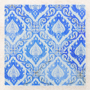 Thai pattern: ceramic tiled church. glass coaster