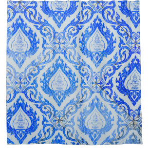 Thai pattern: ceramic tiled church. shower curtain