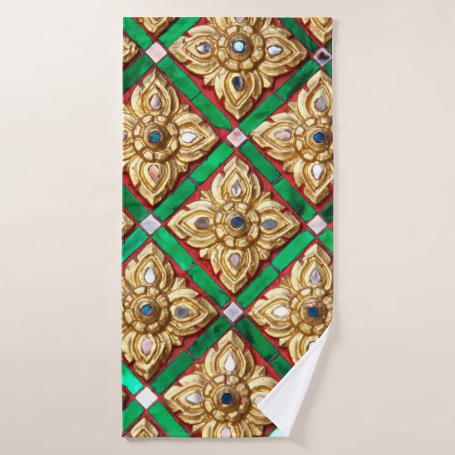 Thai pattern inside wall of Thai templethailand, a Bath Towel (Bath Towel)
