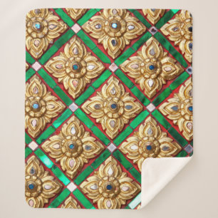 Thai pattern inside wall of Thai templethailand, a Sherpa Blanket
