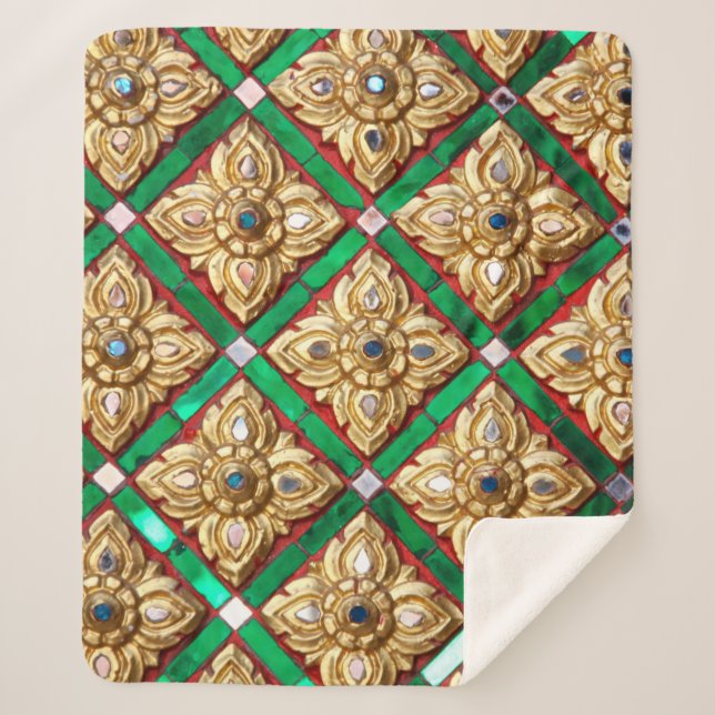 Thai pattern inside wall of Thai templethailand, a Sherpa Blanket (Front)