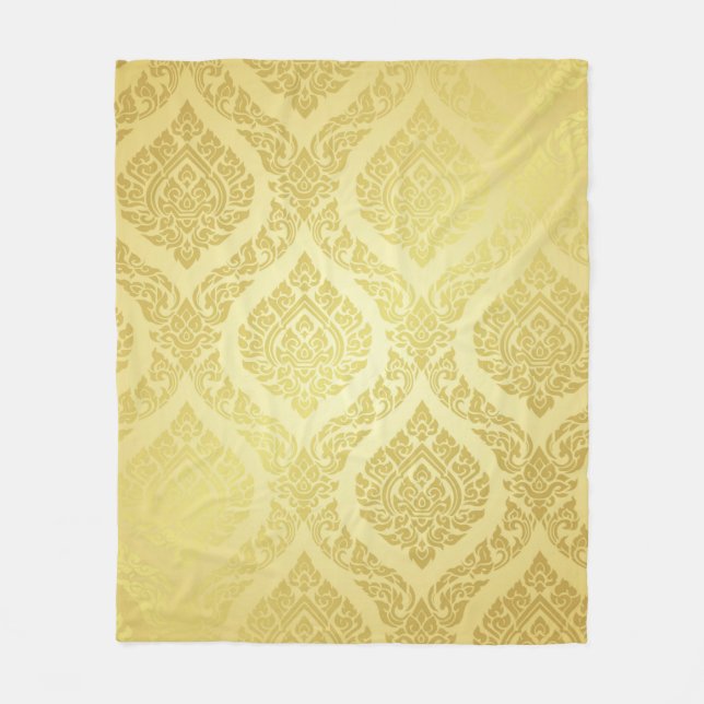 Thai Pattern supreme gold backgroundthai, pattern, Fleece Blanket (Front)