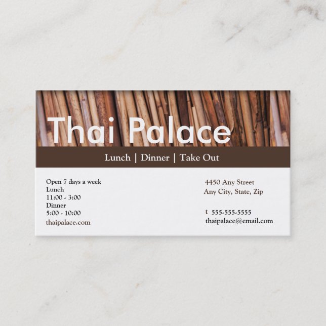 Thai Restaurant Business Card Loyalty Card (Front)