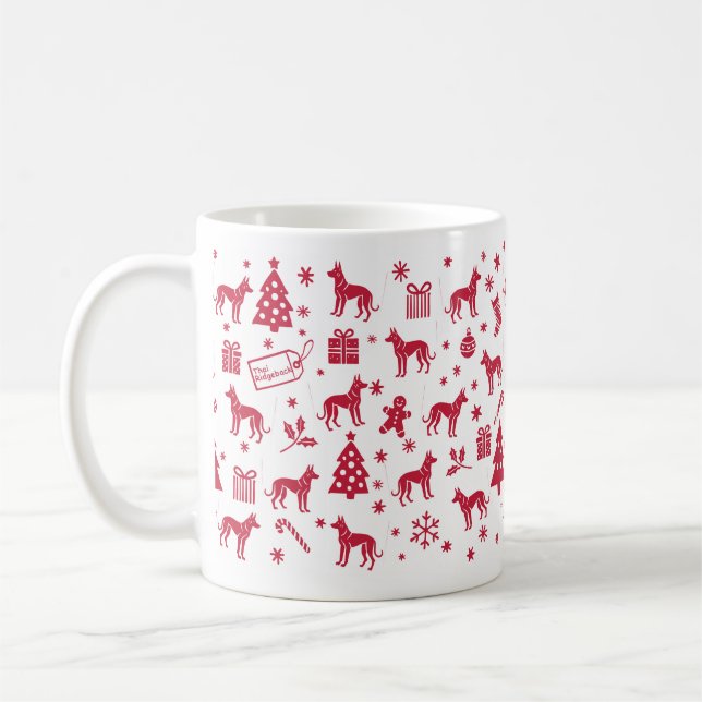 Thai Ridgeback Christmas Design Coffee Mug (Left)