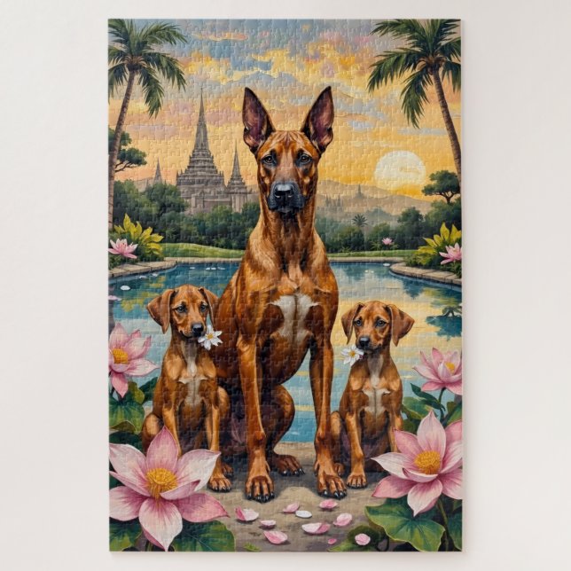 Thai Ridgeback Tropical Lotus Art Jigsaw Puzzle (Vertical)