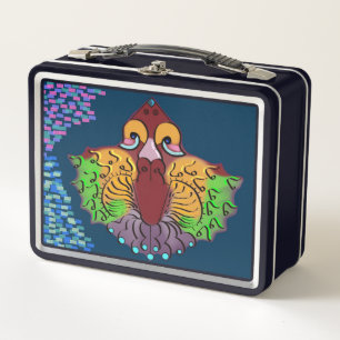 Thai Script Abstract Fish Art Metal Lunch Box