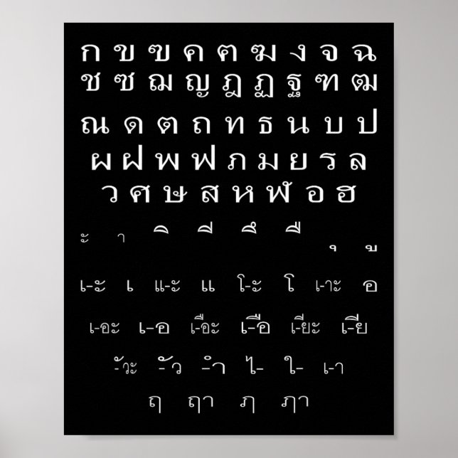 Thai Script Wall Alphabet Vowels Halloween Costume Poster (Front)
