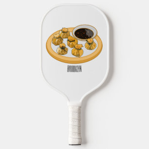 Thai shrimp purse cartoon illustration pickleball paddle