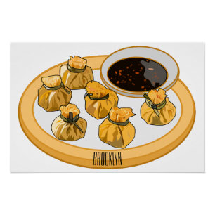 Thai shrimp purse cartoon illustration  poster