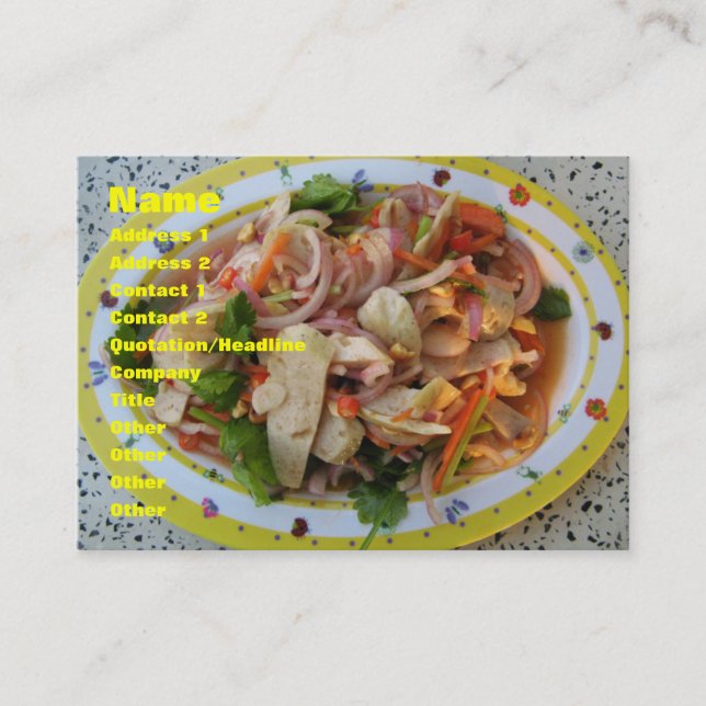 Thai Spicy Sausage Salad ... Asian Street Food Business Card (Front)
