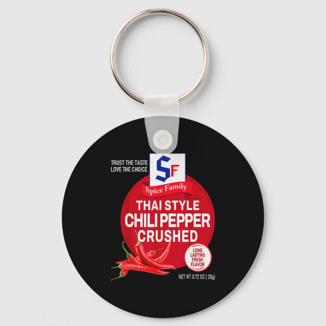 Thai Style Chili Pepper Crushed Halloween Sce Cost Key Ring (Front)