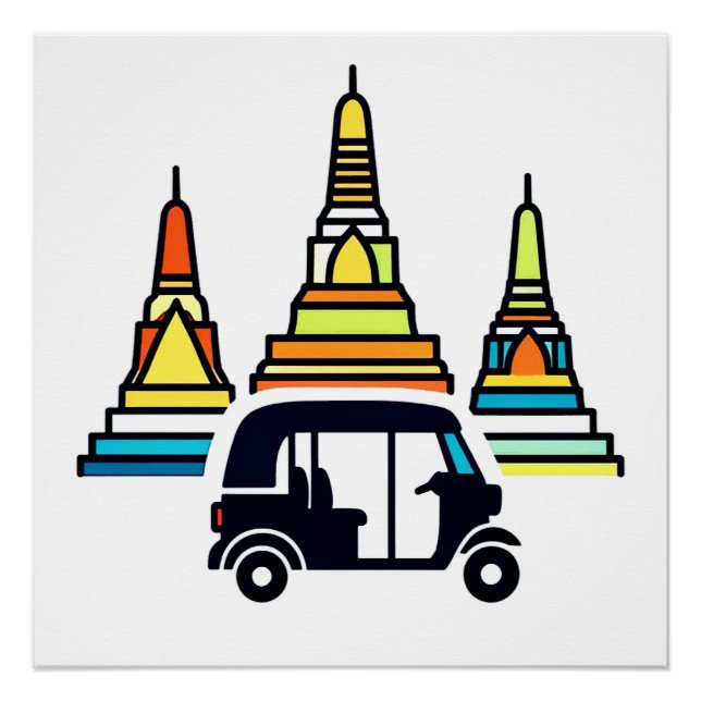 Thai Temples And Tuk Tuks Poster (Front)