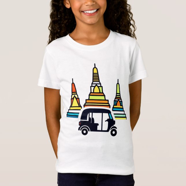 Thai Temples And Tuk Tuks T-Shirt (Front)