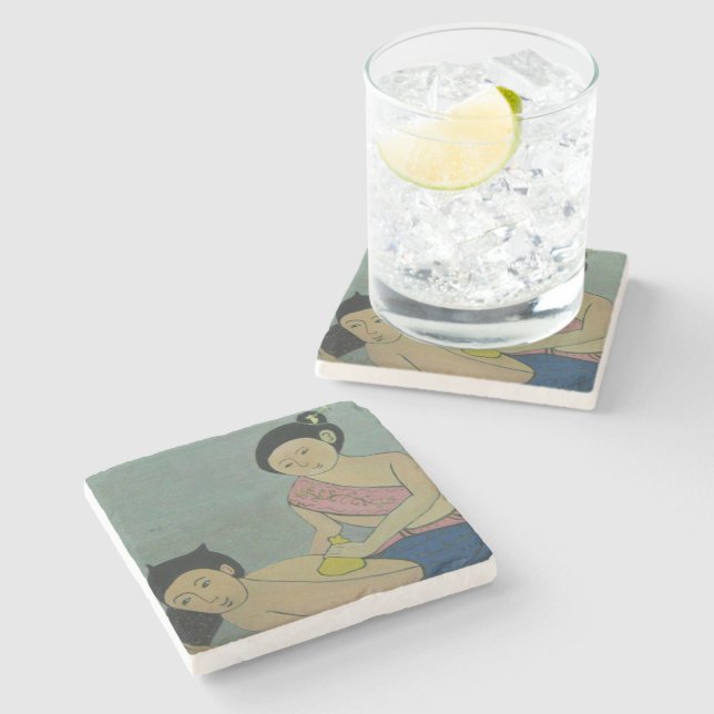 Thai Traditional Massage Stone Coaster (Side)