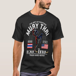 Thailand American Flag Muay Thai Boxing Train Hard T-Shirt