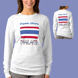 Thailand and Thai Flag Blue Personalisation Womens T-Shirt