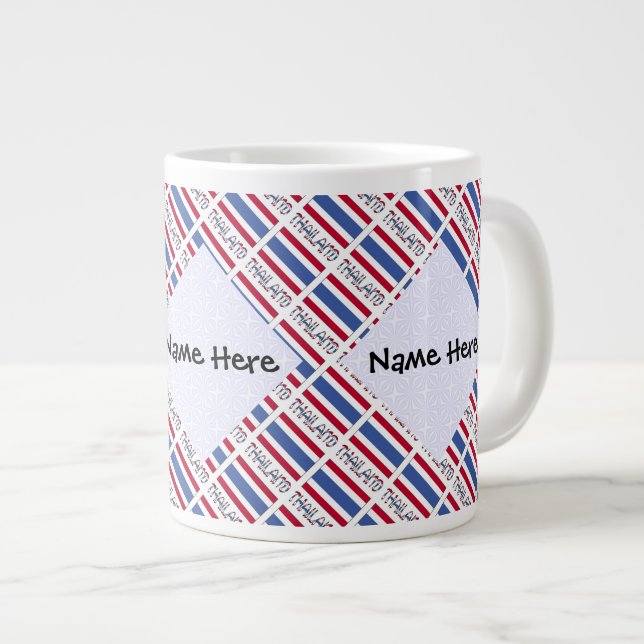 Thailand and Thai Flag Tiled Personalised  Large Coffee Mug (Front Right)