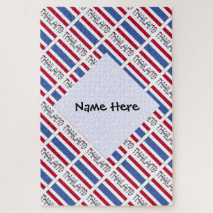 Thailand and Thai Flag Tiled with Your Name Jigsaw Puzzle